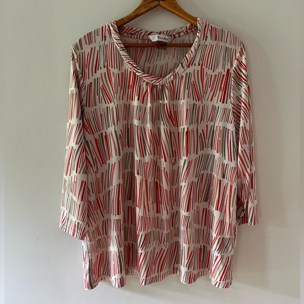 Tanjay 3/4 sleeve shirt, size XL, striped pattern, polyester / spandex
